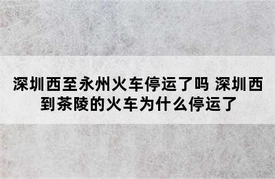 深圳西至永州火车停运了吗 深圳西到茶陵的火车为什么停运了